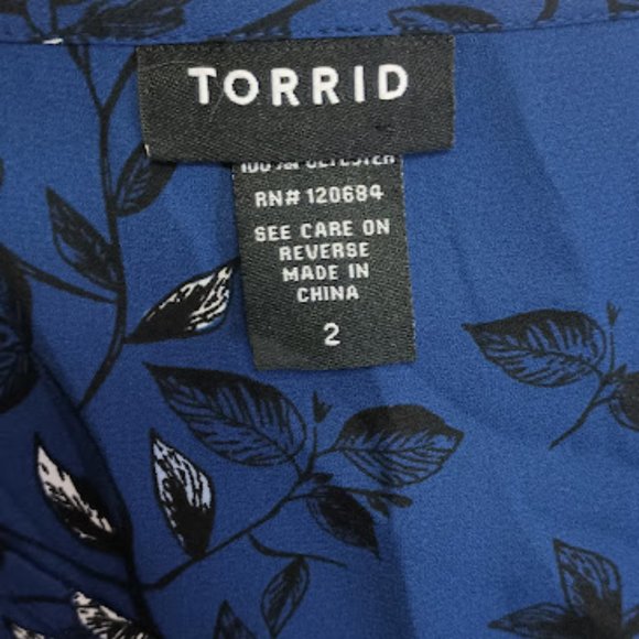 Torrid Blue Floral Chiffon High Low Tunic Top - Picture 4 of 7